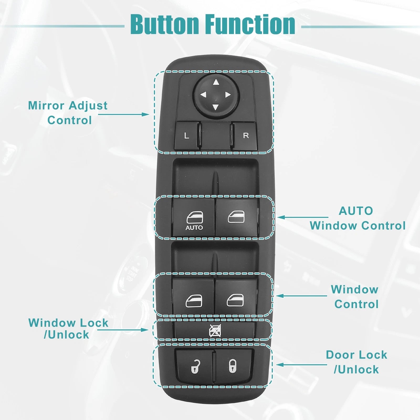 Front Driver Side Power Window Switch for Dodge Journey (2009–2020) 786527707775