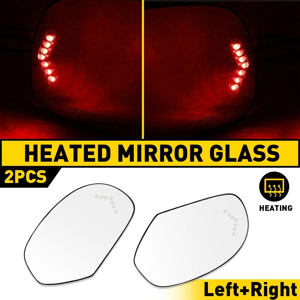 Heated Mirror Glass w/ Turn Signal Left & Right Pair Set for Chevy GMC Cadillac