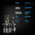 2X H4 9003 240W 50000LM LED Headlight Bulbs for