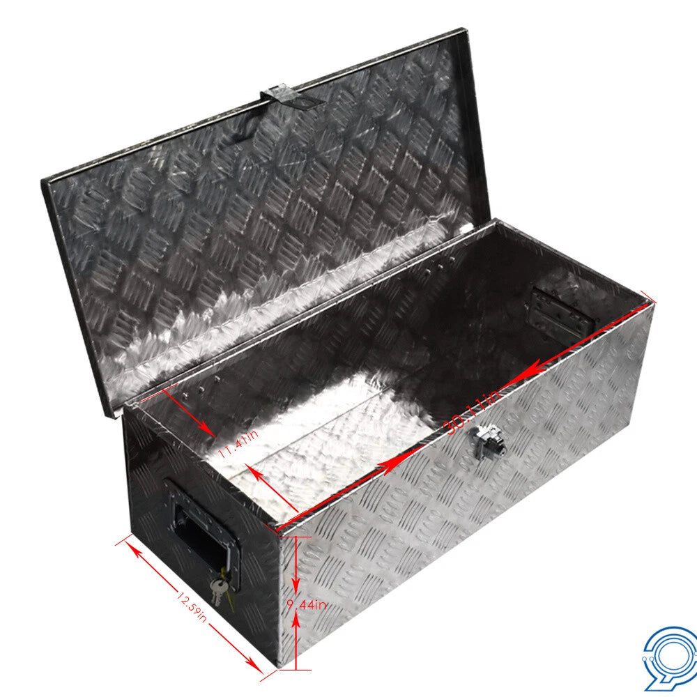30" x 13" x 10" Silver Aluminum Tool Box for Flatbed Pickup