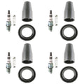 Set of 4 NGK Iridium IX Spark Plugs & Denso Coil Boots for Chevrolet Cruze Sonic (2011–2019)