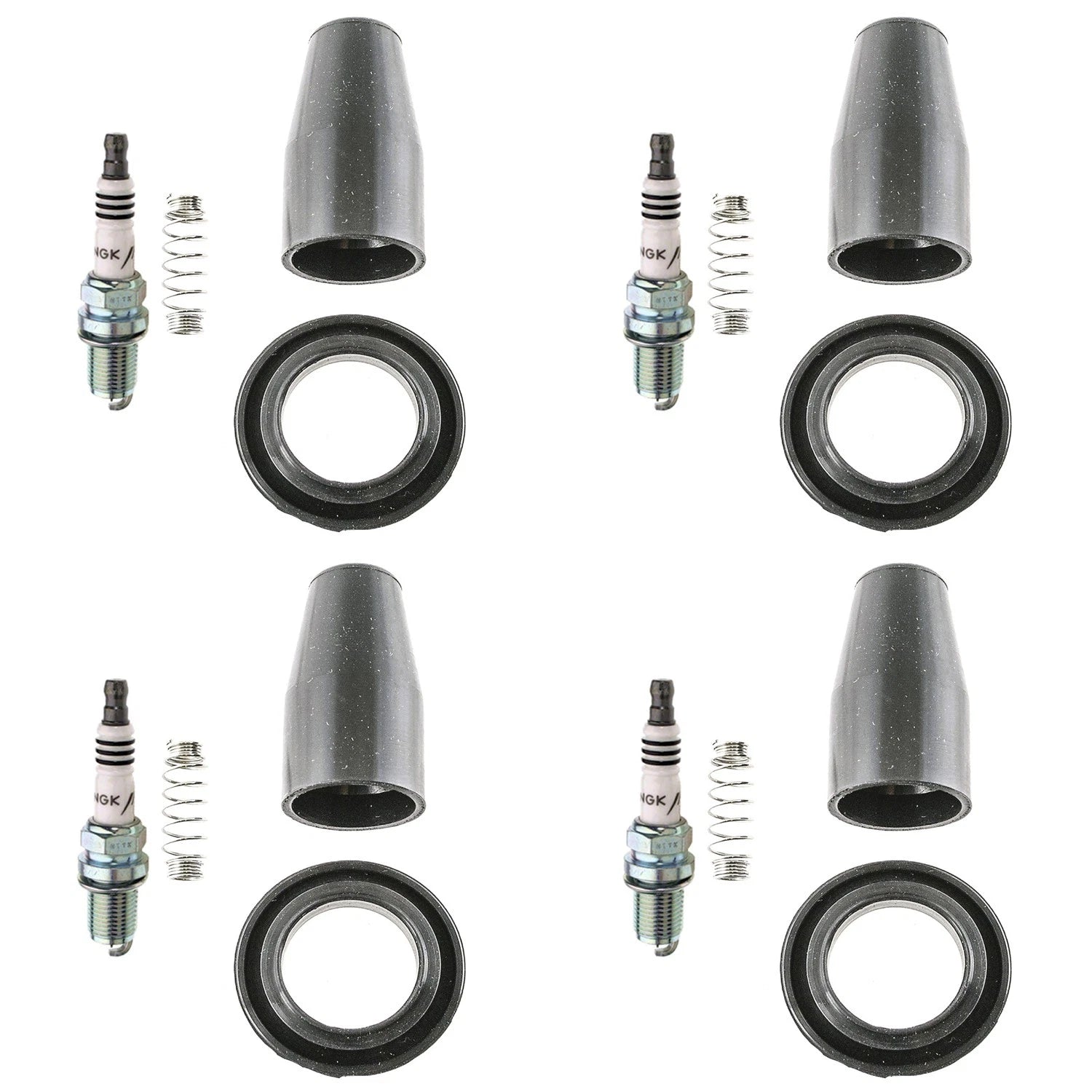 Set of 4 NGK Iridium IX Spark Plugs & Denso Coil Boots for Chevrolet Cruze Sonic (2011–2019)