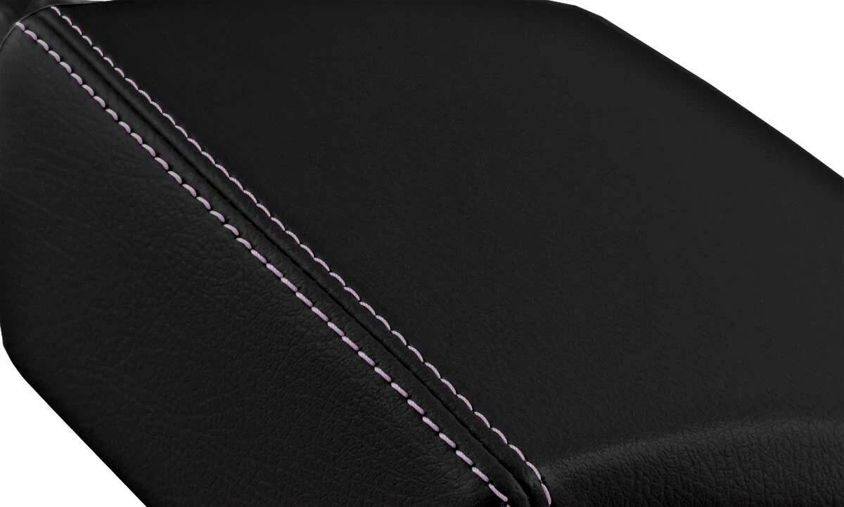 Leather Console Lid Armrest Cover for Buick Regal (2011–2017) Black Pink Stitch