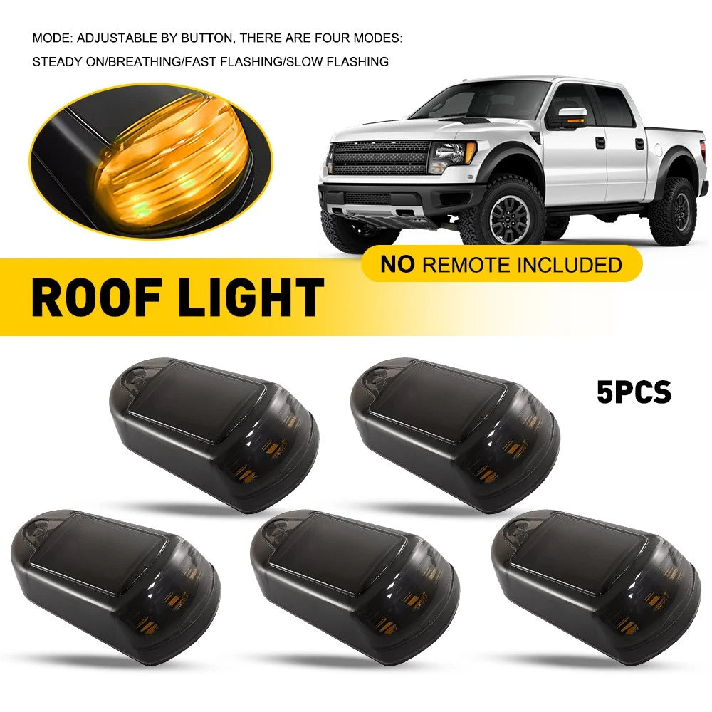 Set of 5 Solar Powered Cab Roof Lights for Dodge Ram Pickup (2003–2018)