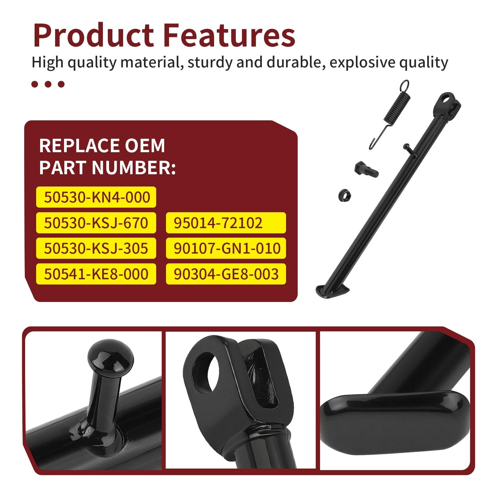 Side Kick Stand Assembly & Spring Bolt for Honda XR100R (1985–2003) 50530-KSJ-670