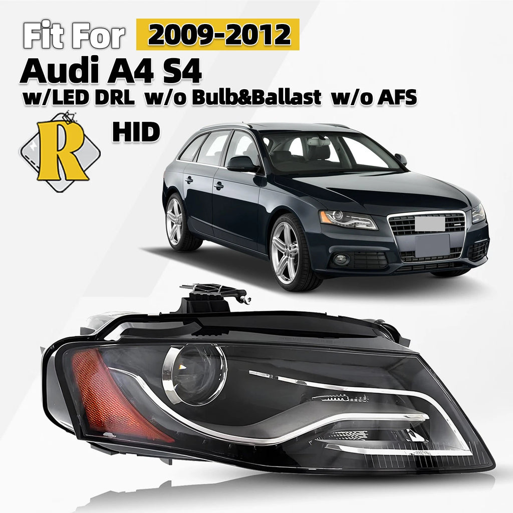 HID/Xenon Headlight w/LED DRL for Audi A4 S4 (2009–2012) Right RH