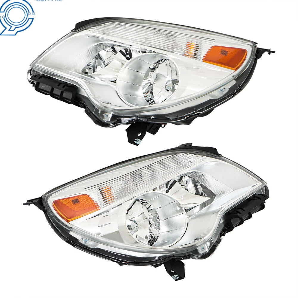 Set of 2 Headlights for Chevy Equinox (2010–2015) Halogen Chrome Housing