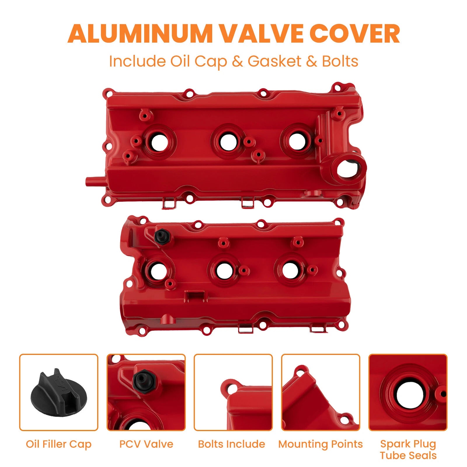 2pc Aluminum Valve Cover w/ Gasket Kit for Infiniti FX35 G35 M35 (2003–2008)