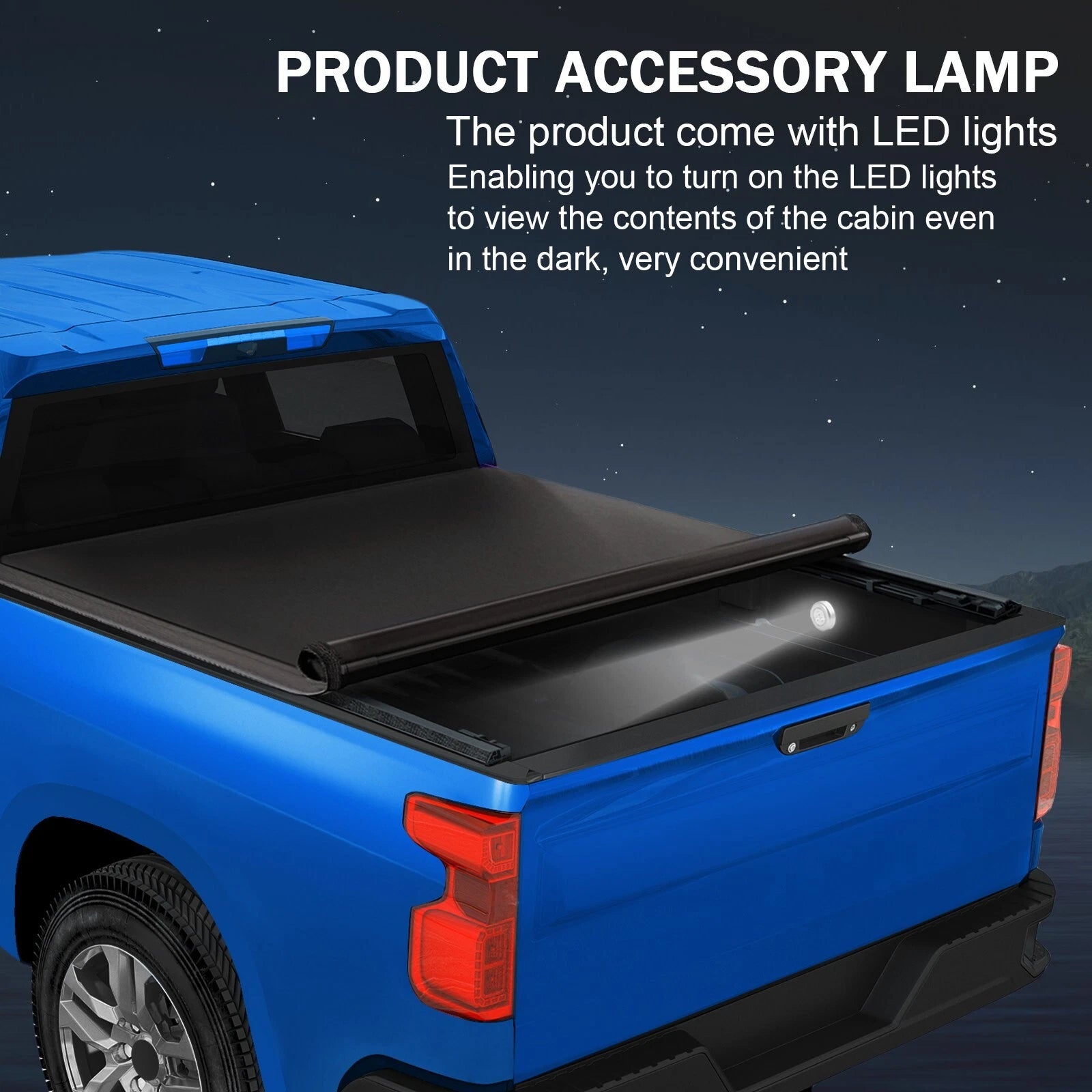 8FT Roll Up Tonneau Cover with Lamp for Chevy Silverado GMC Sierra (2007-2013)