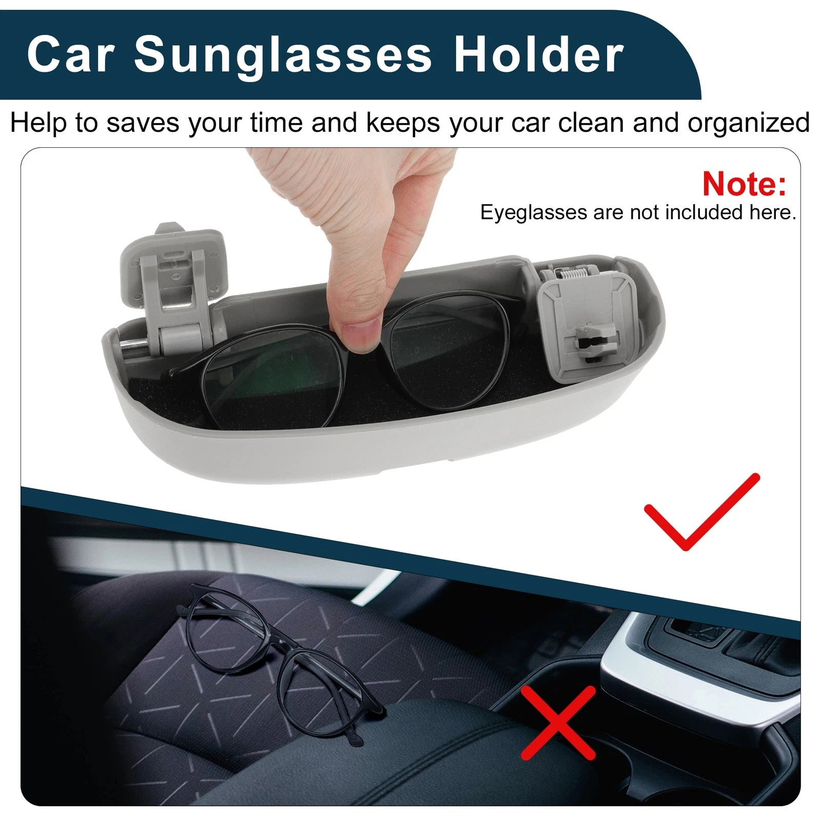 Sunglasses Case for Audi Q3 (2013–2021) Eyeglasses Holder Storage Box Grey