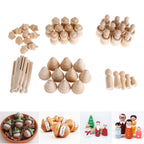 Set of 4 Unfinished Wooden Peg Dolls for Kids Christmas Gift