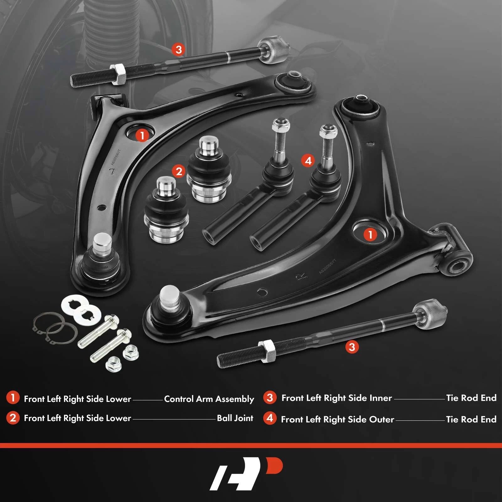 Set of 8 Front Side Control Arm Ball Joints Tie Rod Ends for Jeep Compass (2007–2023)