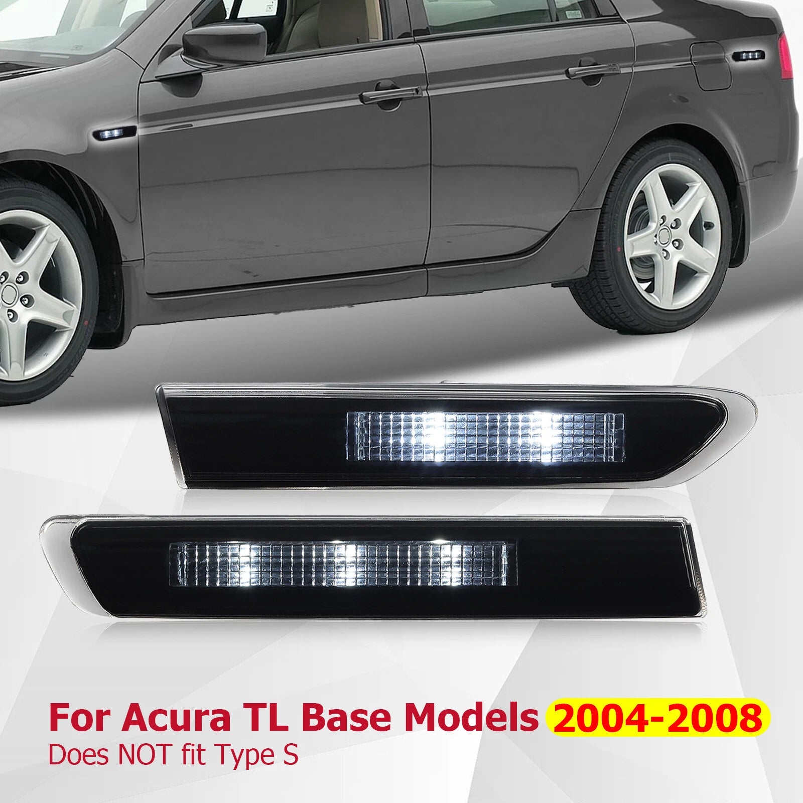 Set of 4 Smoked LED Side Marker Lights for Acura TL (2004–2008)