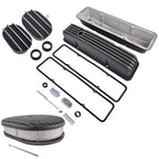 Finned Tall Valve Covers & Oval Air Cleaner Kit for Chevy SBC
