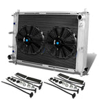 Three Row Aluminum Chrome Radiator + 10" Black Fans for Mustang (1997–2004)