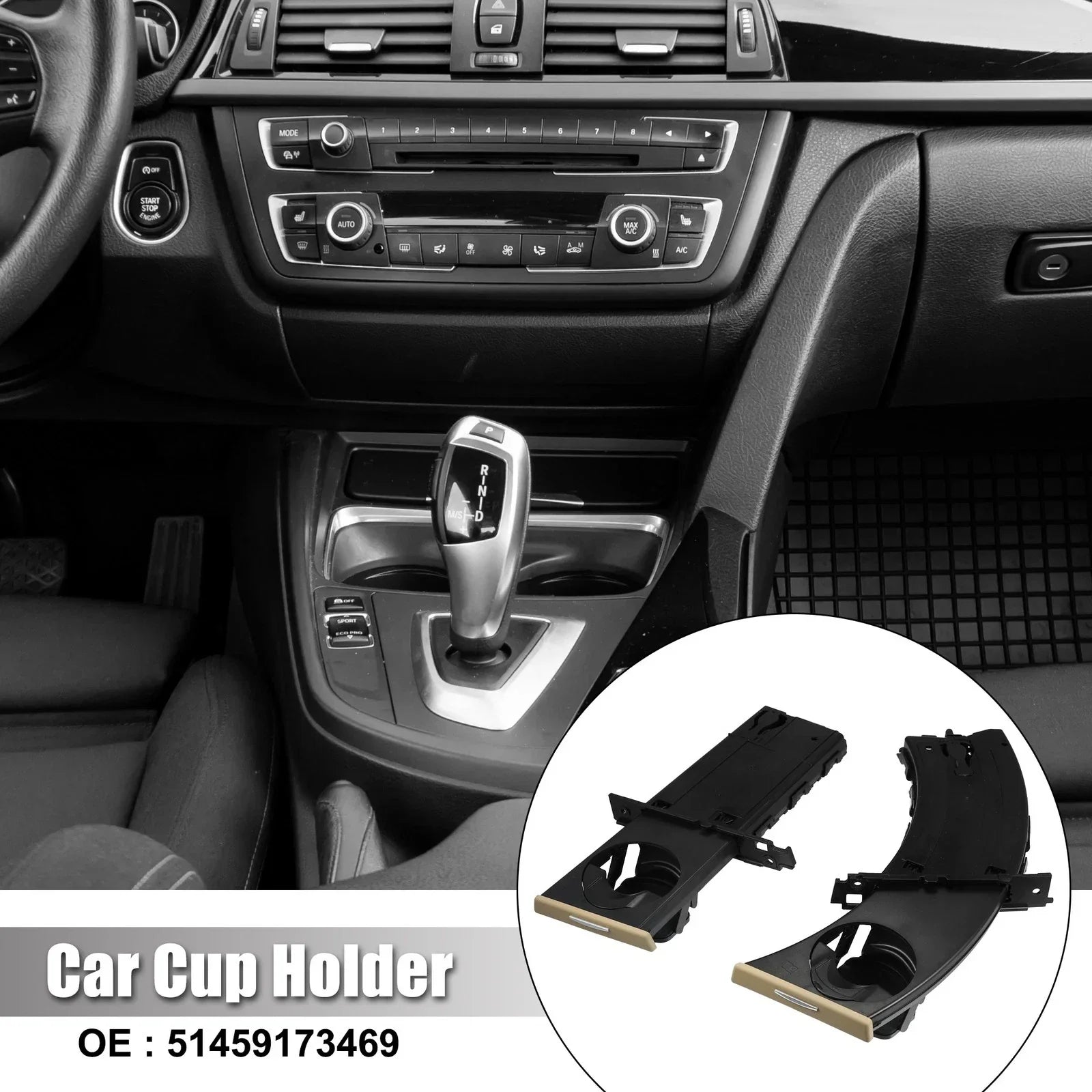 1 Set Car Divers and Passenger Side Cup Holder for BMW 323i (2006-2011)