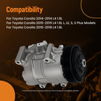 A/C Compressor w/ Clutch for Toyota Corolla (2014–2022), Corolla iM (2017–2018)