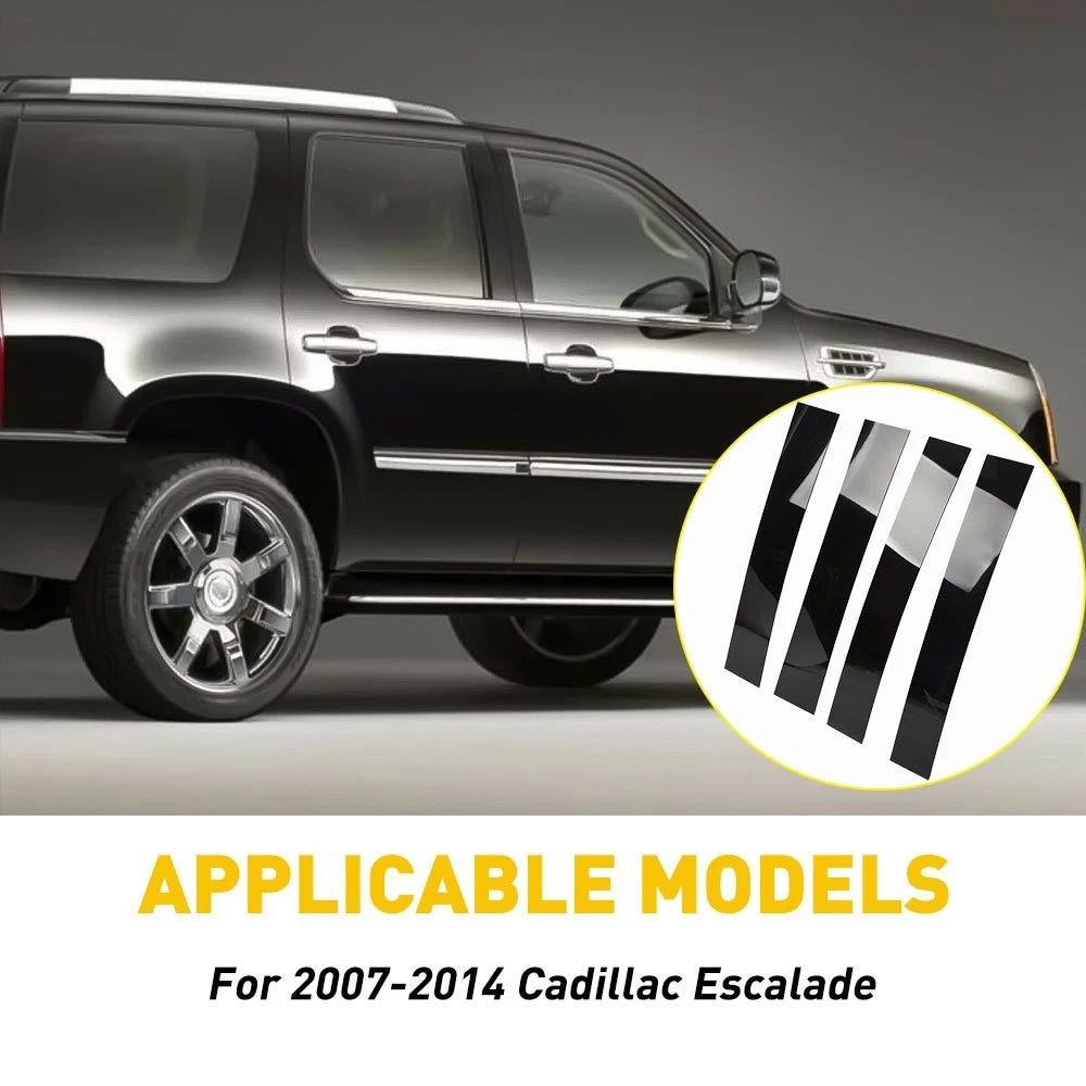 Set of 4 Gloss Black Door Pillar Post for Cadillac Escalade (2007–2014)