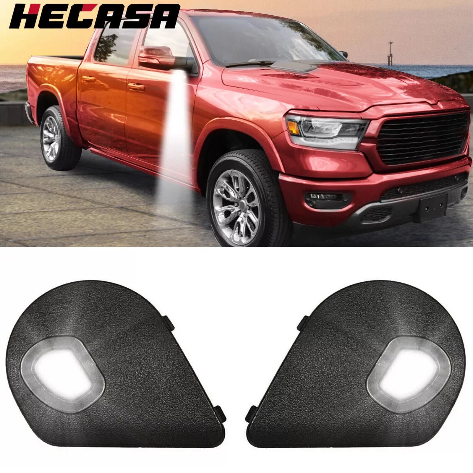 LED Side Towing Mirror Puddle Light for Dodge Ram 1500 2500 3500 4500 5500 (2010–2019)