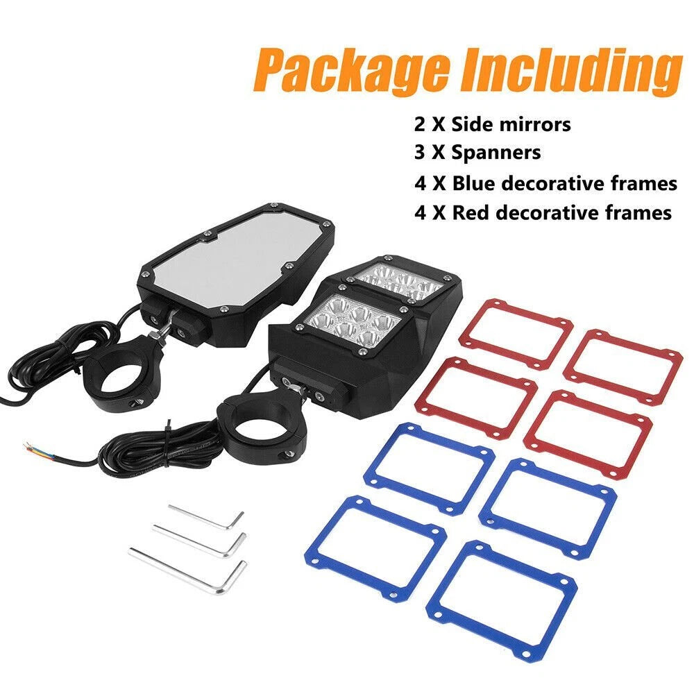 Rear View Side Mirrors with LED Lights for Polaris RZR