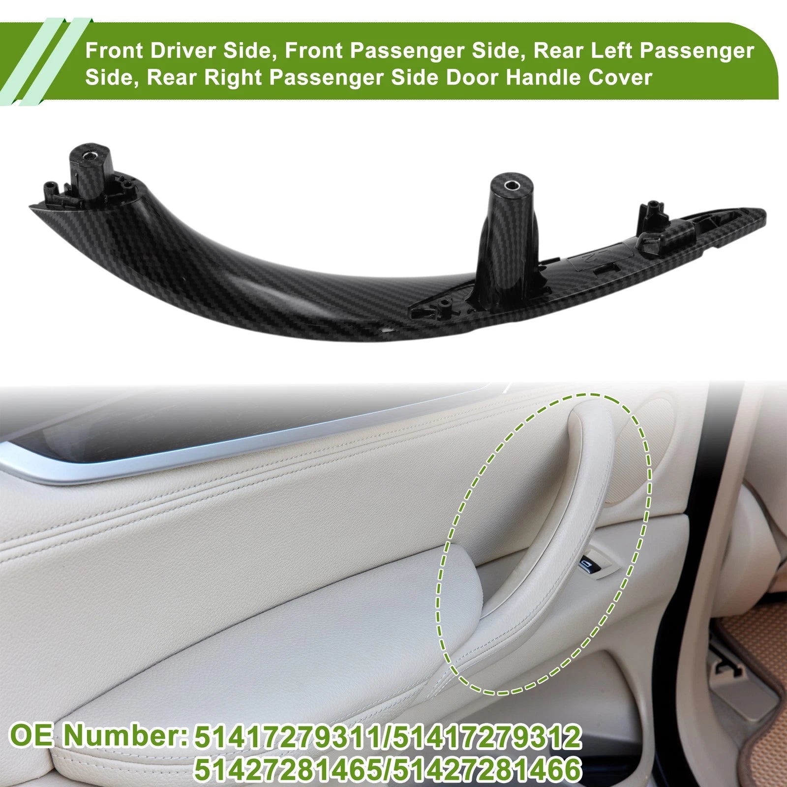Door Panel Handle Pull Trim Cover for BMW 3 Series F30 F31 (2013–2018) No. 51417279312