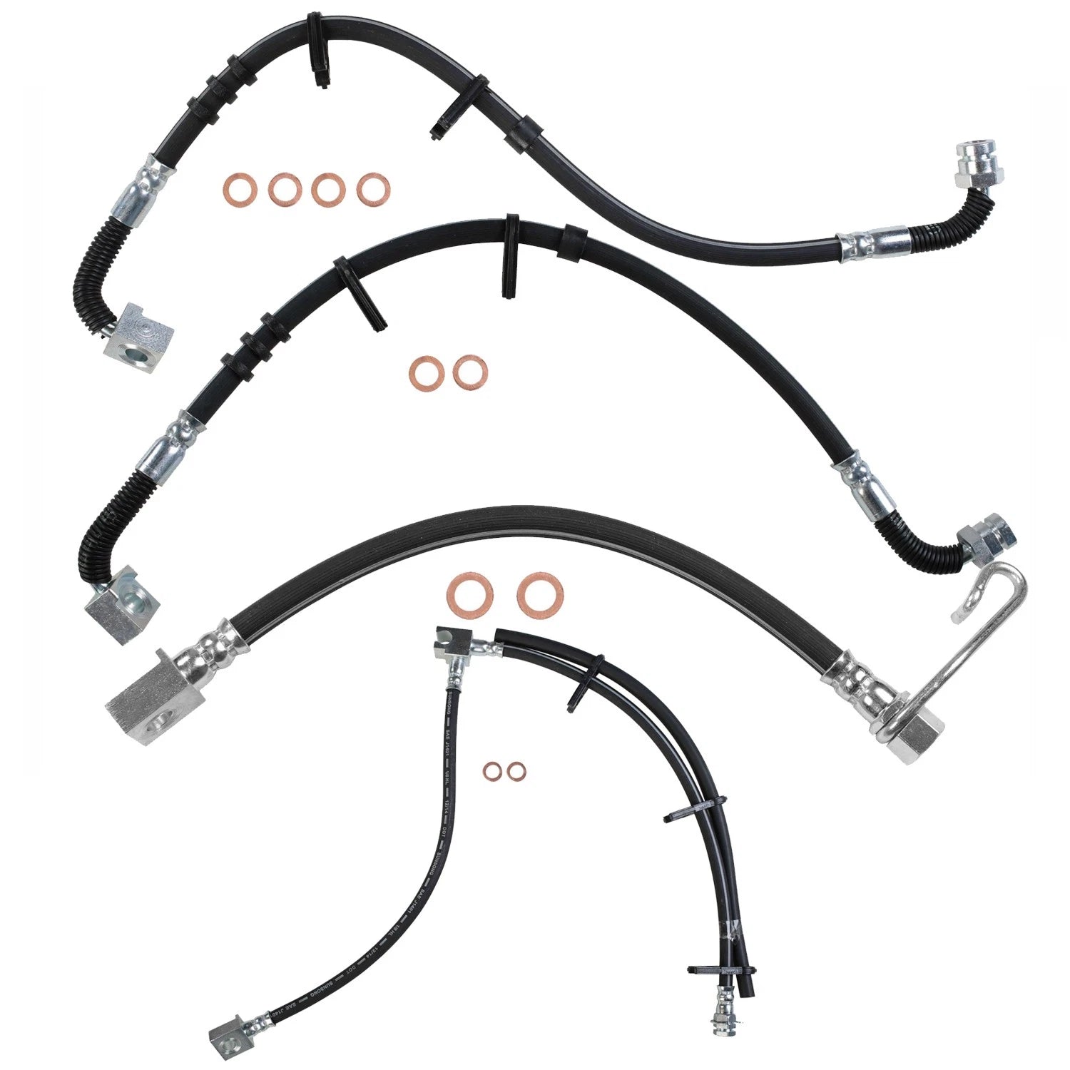 Sunsong 4X Brake Hydraulic Hose Kit for Ford E-250 E-350 (2008–2014)