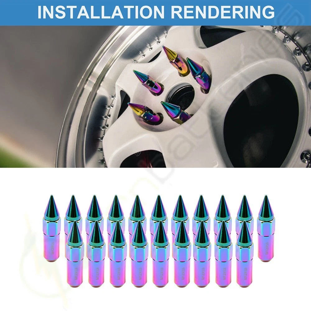 20x Aluminum Neo Chrome M12X1.7 Spike Tuner Extended Lug Nuts for Honda Civic