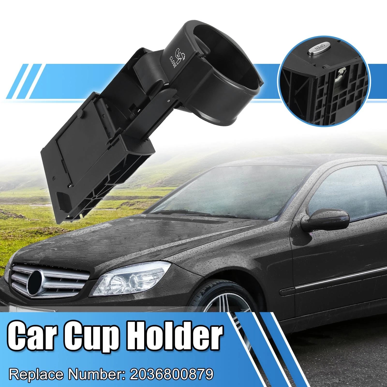 Car Cup Holder for Mercedes-Benz CLC C Class (2000–2011) 2036800879 Adjustable ABS