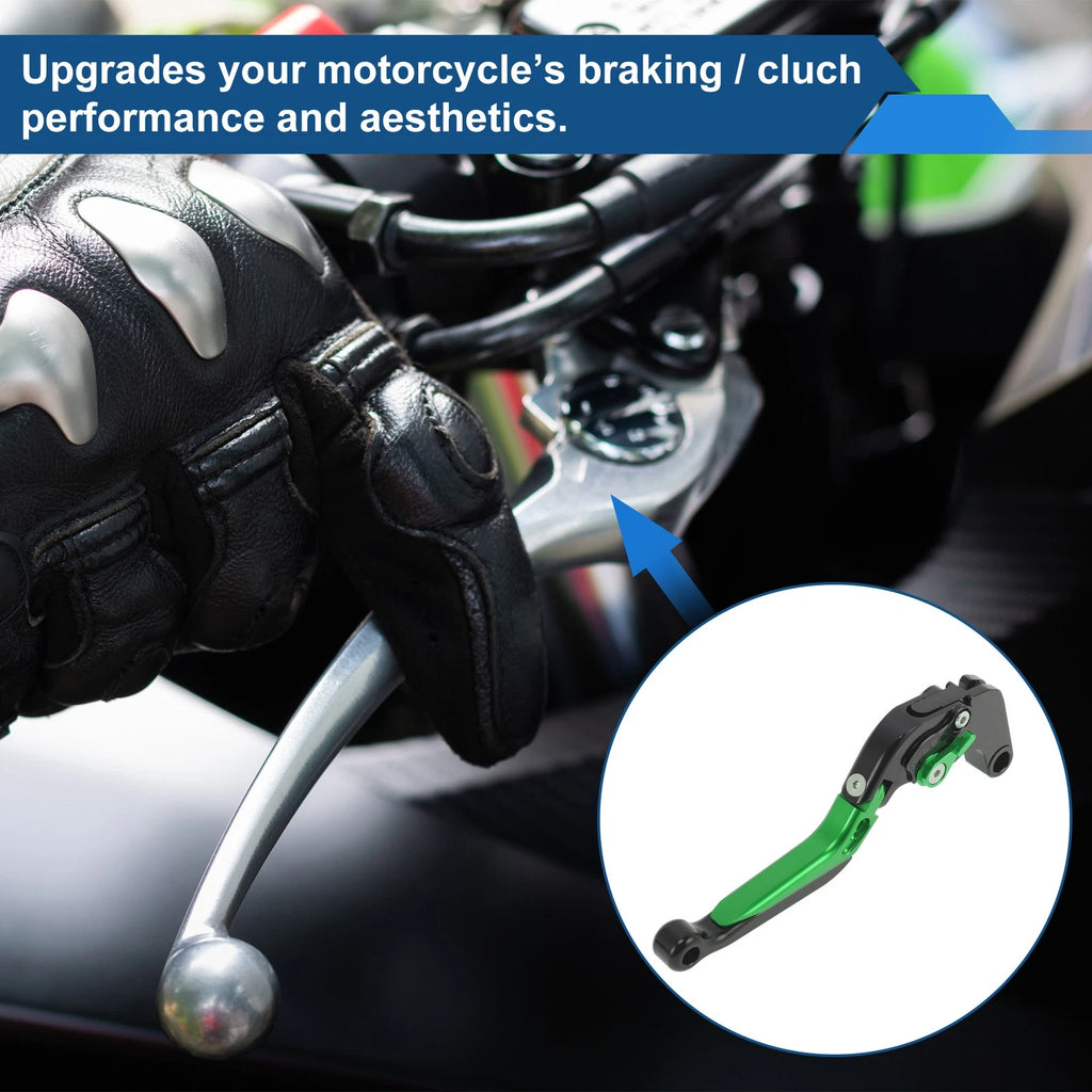 Brake Clutch Levers for Suzuki GSXR1000 (2009–2019) Black Green Handle 1 Pair