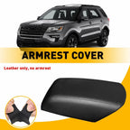 Leather Console Lid Armrest Cover for Ford Explorer (2011–2018) Black Stitch
