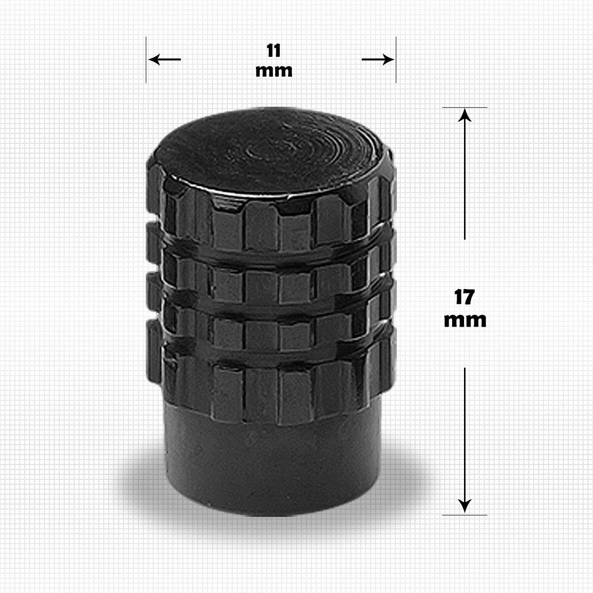 Set of 4 Black Aluminum Tire Stem Caps for Universal Fit (All Models)