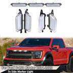 7PC Clear LED Grille & Side Marker Light for Ford F150 Raptor (2021–2023)