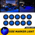10X LED Marker Lights for Truck Trailer (Round, Blue, Waterproof)