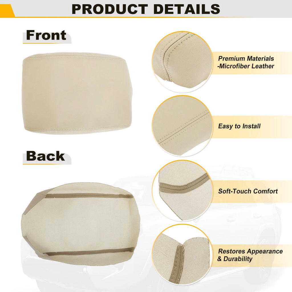 Middle Console Lid Armrest Leather Cover for Toyota 4Runner (2010–2023) Beige Tan