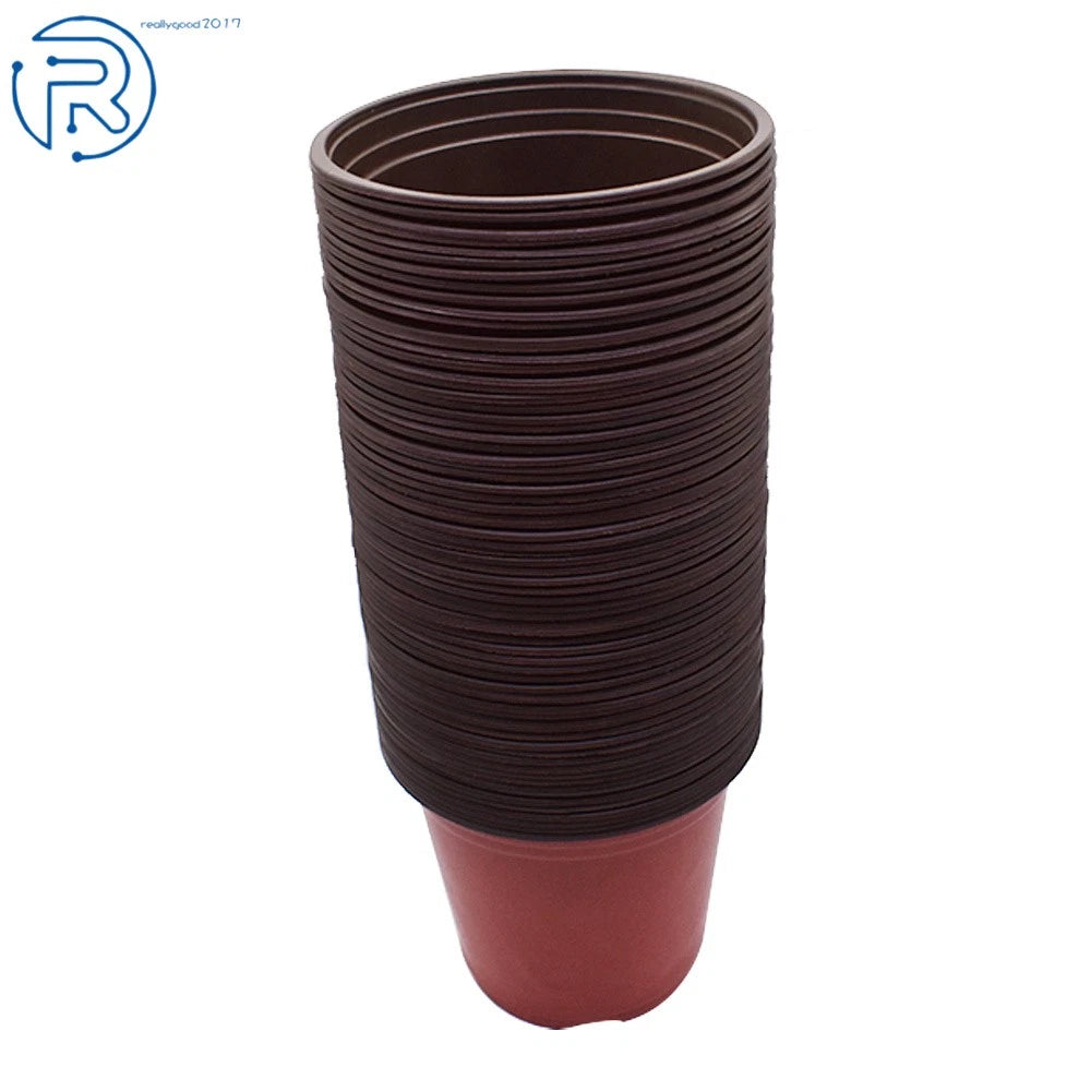 Set of 100 Round Plastic Nursery Pots for Garden Seedlings