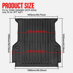 Truck Bed Mat for Ford Ranger Crew Cab 2019–2023 5ft 3D TPE Liner