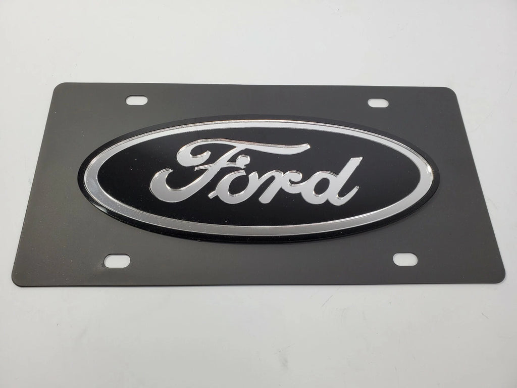 Tactical Metal Vanity License Plate Blacked Out Ford Emblem for F150 (2004–2020)