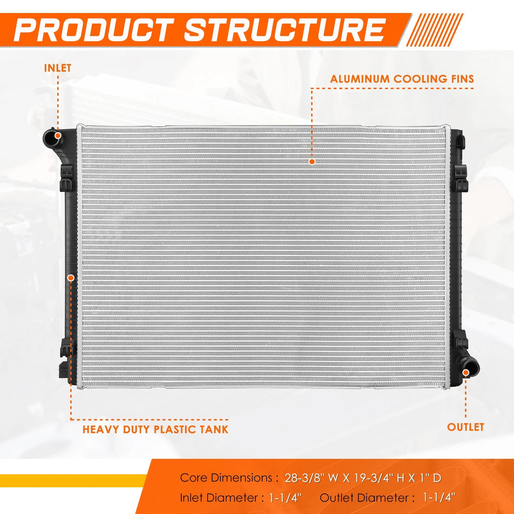 Full Aluminum Core Radiator for VW Atlas Cross Sport 2.0L Turbo (2018–2023) DPI-13756