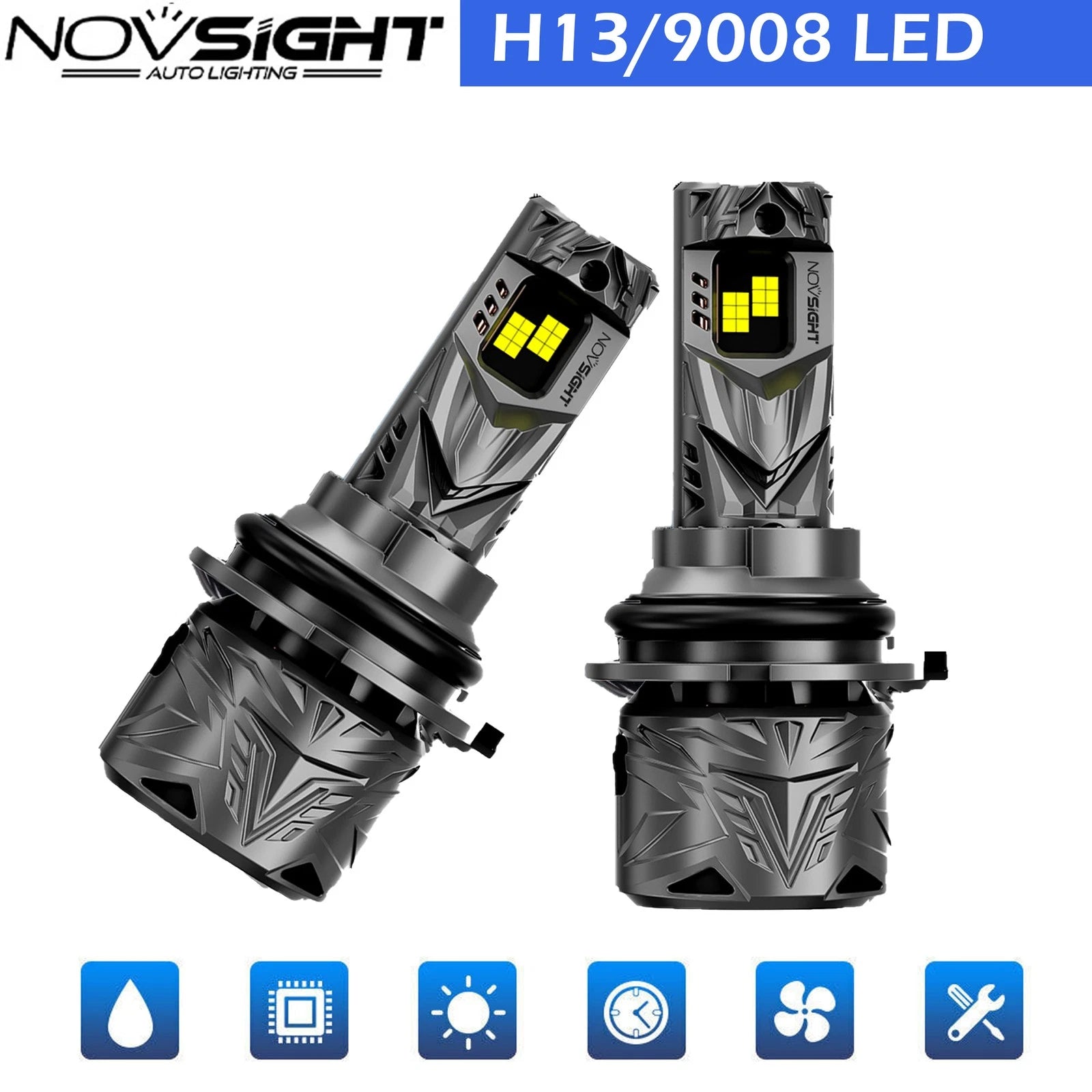 2X H13 9008 LED Headlight Bulbs for