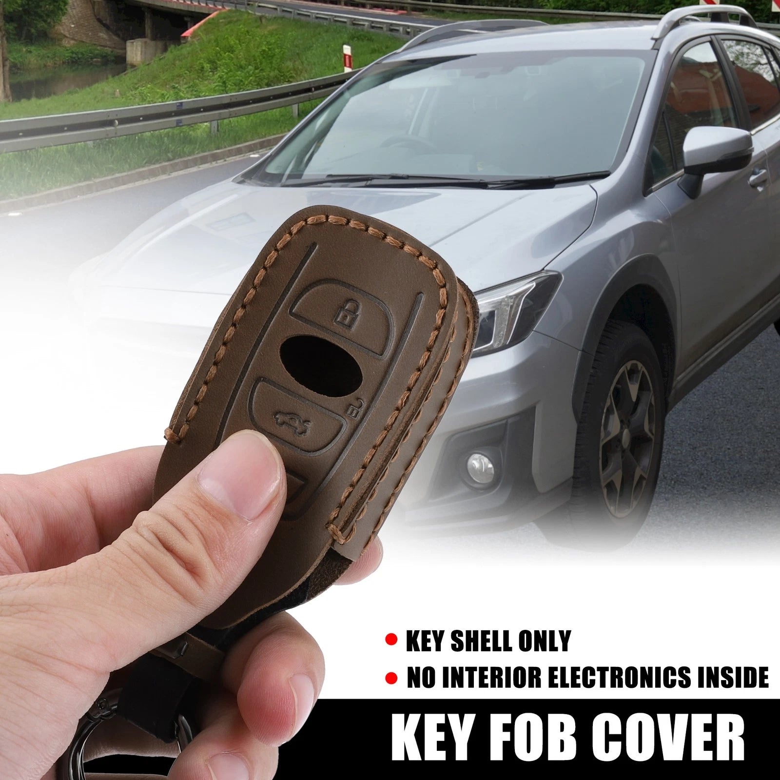 Car Key Fob Cover 4 Button Case Faux Leather for Subaru Ascent (2019–2023)