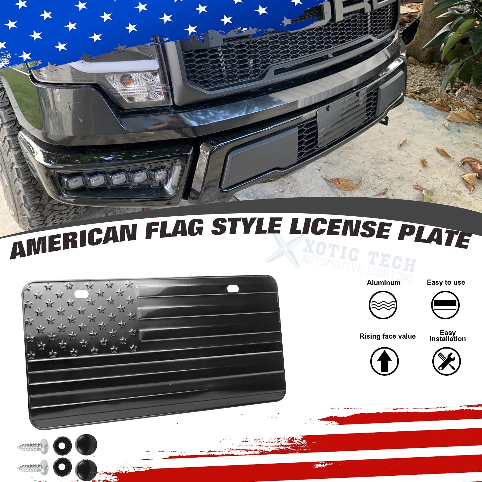 American Front Flag License Plate Vanity Gift for Universal (1960-1960)