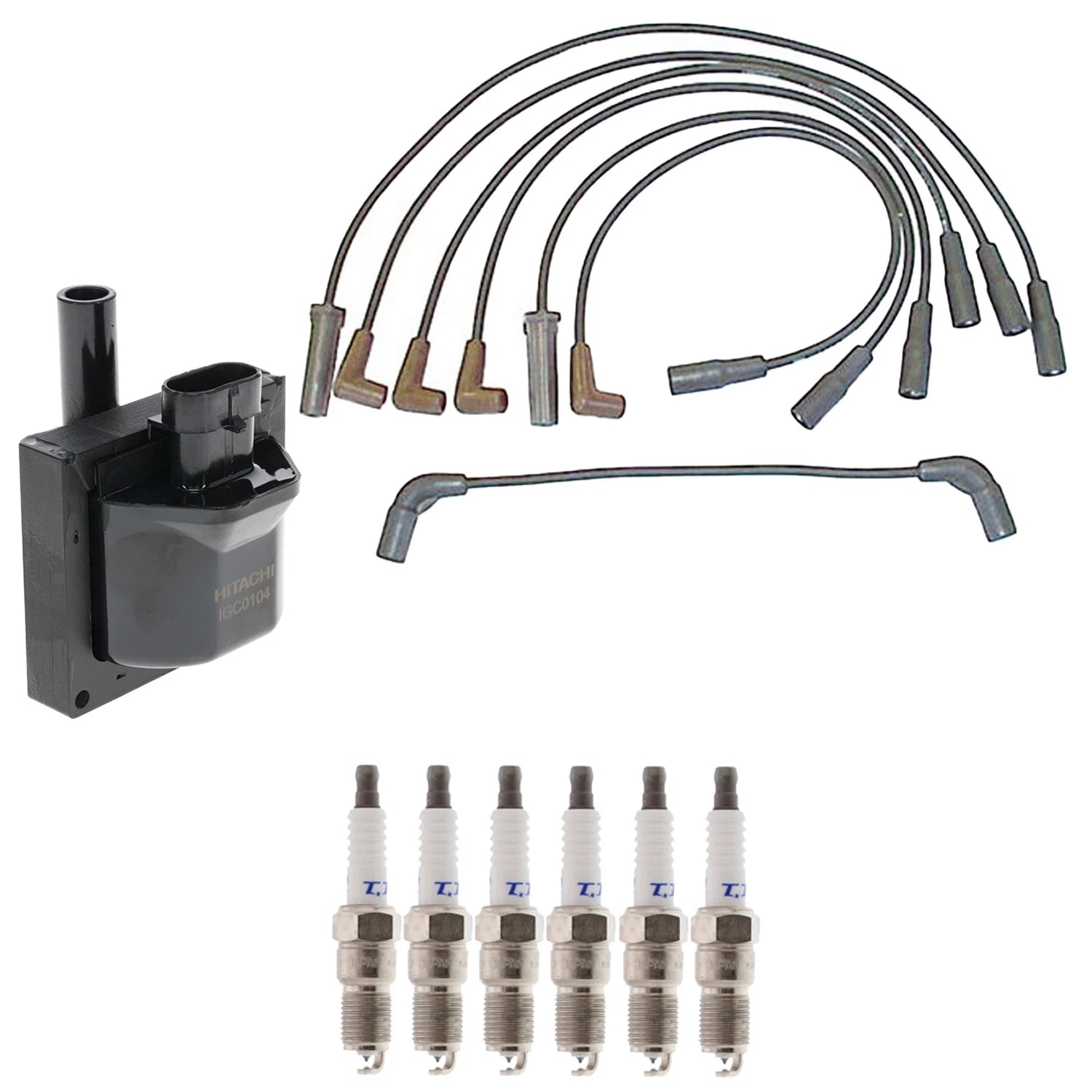 Set of 6 Hitachi Ignition Coils & Denso Platinum TT Spark Plugs for Astro V6 (1995–2005)