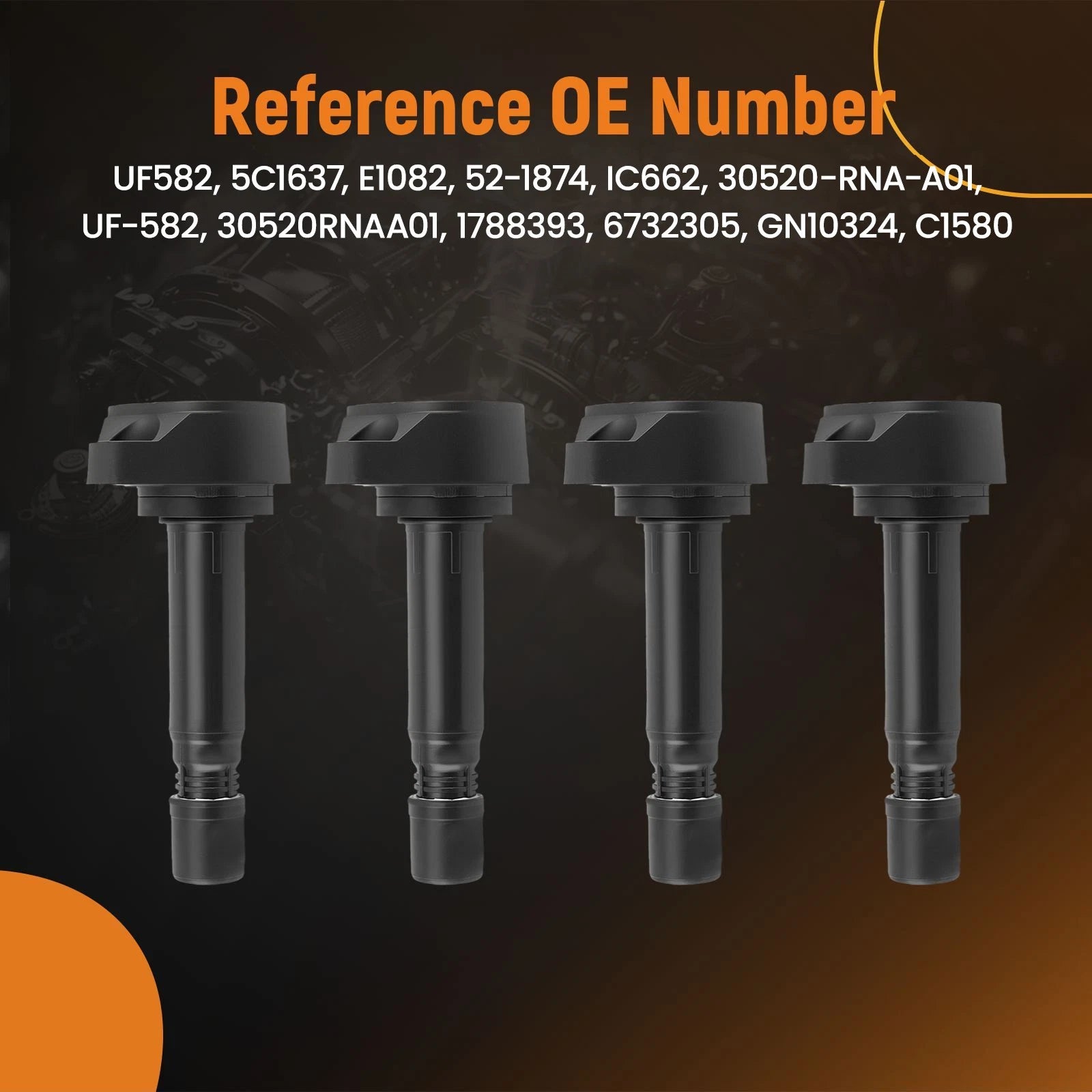 Set of 4 Ignition Coils for Honda Civic L4 (2006-2011) 1.8L