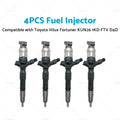 4X Diesel Fuel Injectors for Toyota Hilux Fortuner KUN26 1KD-FTV D4D (2005–2015)