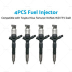 4X Diesel Fuel Injectors for Toyota Hilux Fortuner KUN26 1KD-FTV D4D (2005–2015)