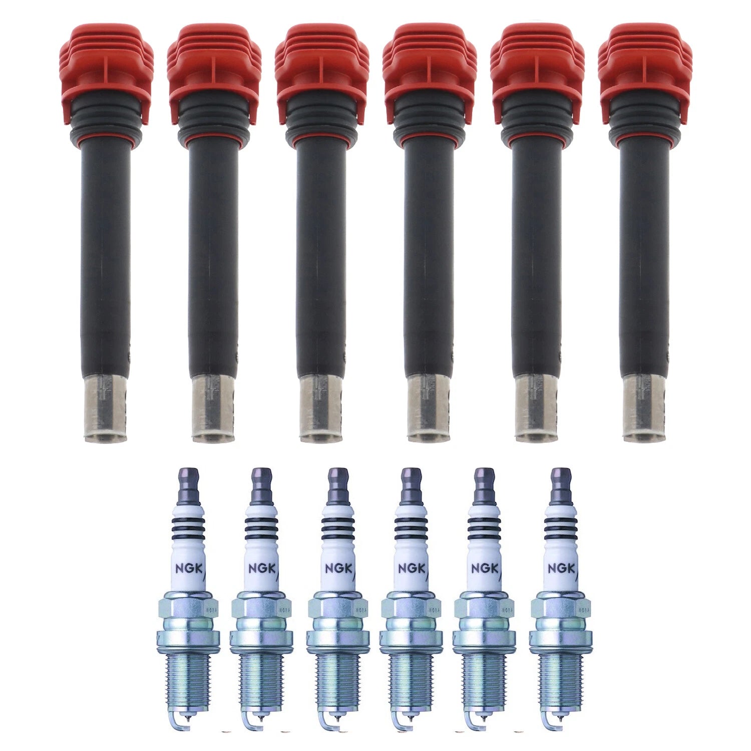 Set of 6 Ignition Coils & NGK Ruthenium HX Spark Plugs for Audi A4 Q5 S5