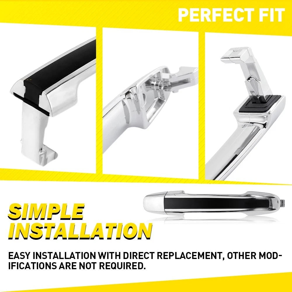 4X Exterior Door Handles for Hyundai Sonata (2006–2010) Black Chrome LH RH EPY