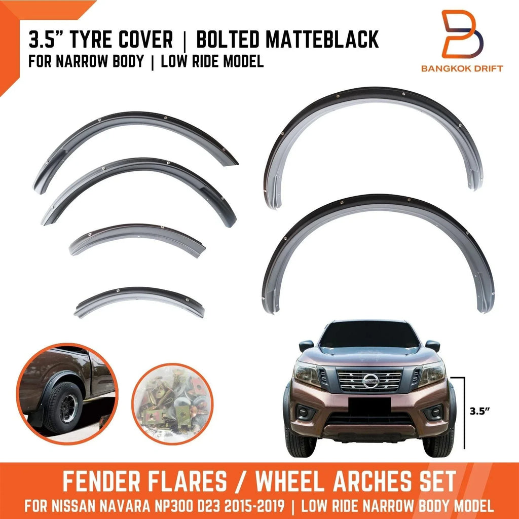 3.5" Tyre Coverage Matte Black Bolted Fender Flares for Nissan Navara (15-19)