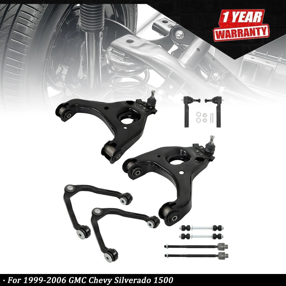 Set of 10 Control Arms Sway Bars Tie Rods for Chevy Silverado 1500 (2WD)