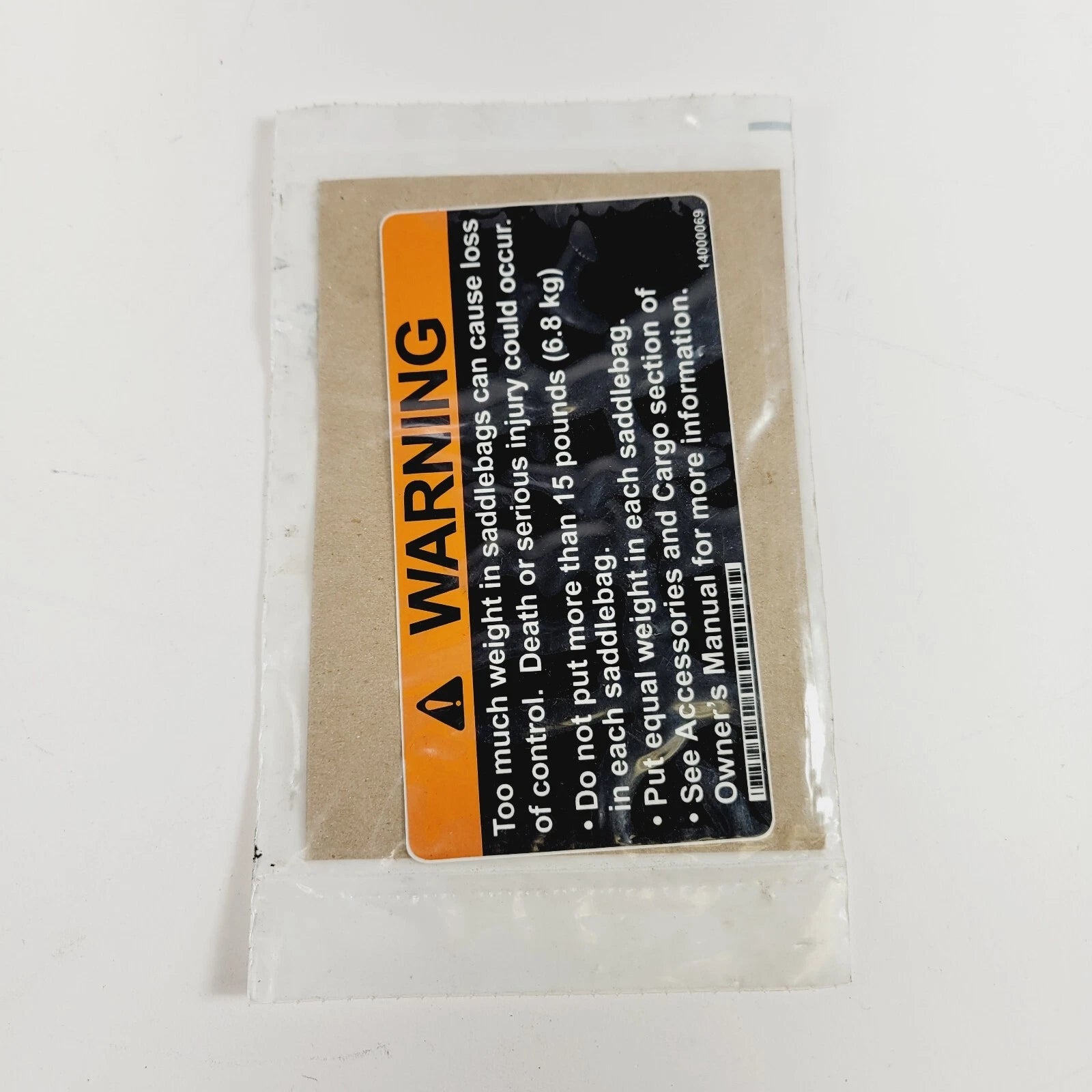 Saddlebag Warning Label for Harley Davidson (14000069)